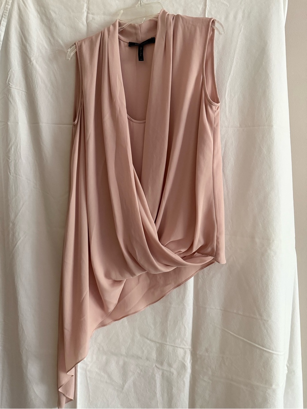 BCBGMaxAzria Dusty Rose Draped Sleeveless Blouse